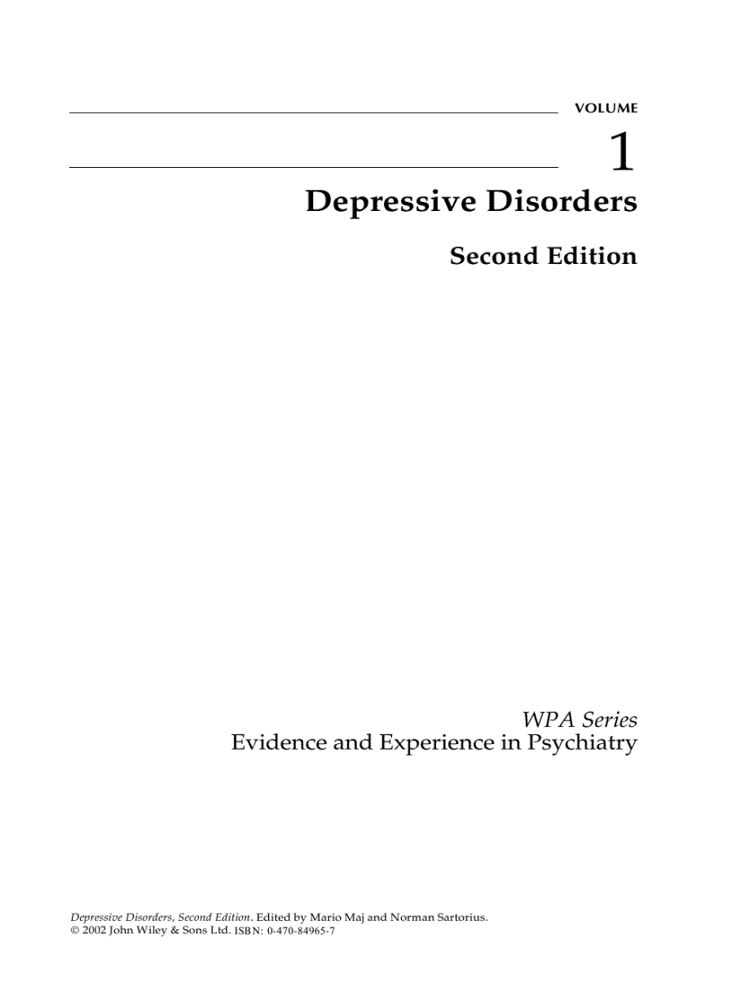 image for page Depressive Disorders 2nd Edition