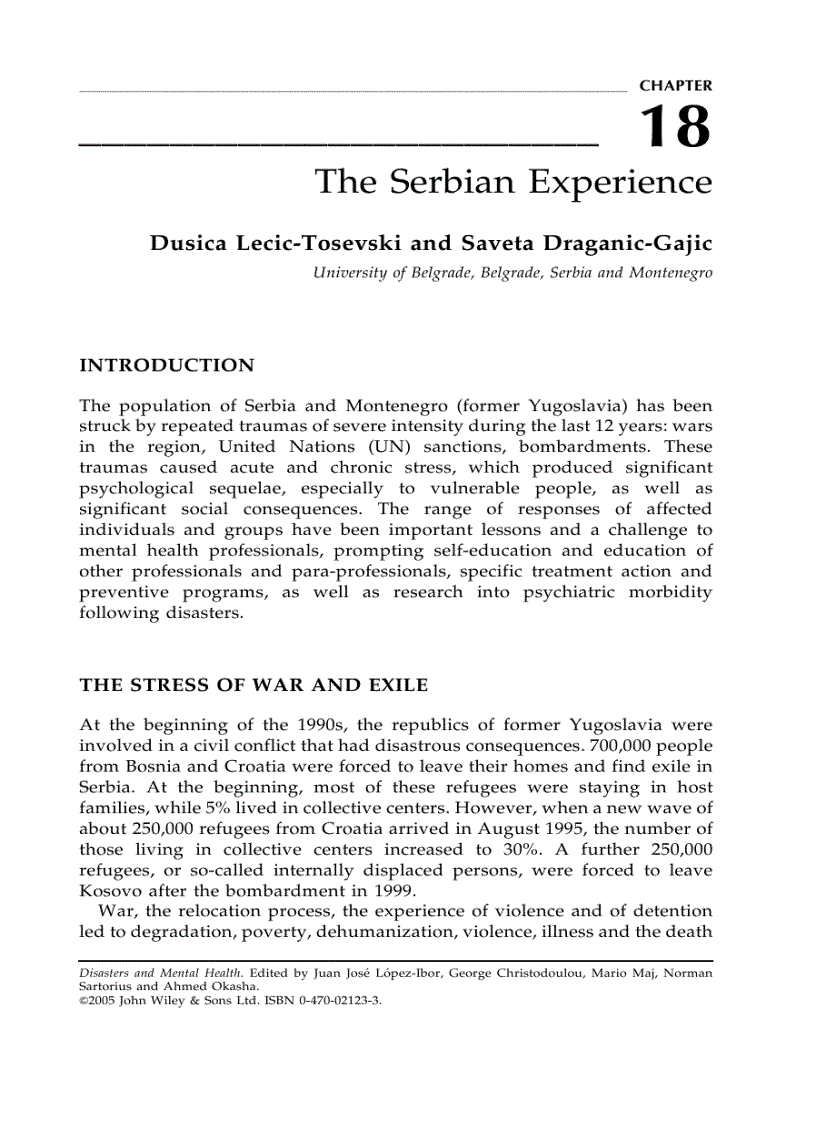 image for page Disasters and Mental Health 1st Edition