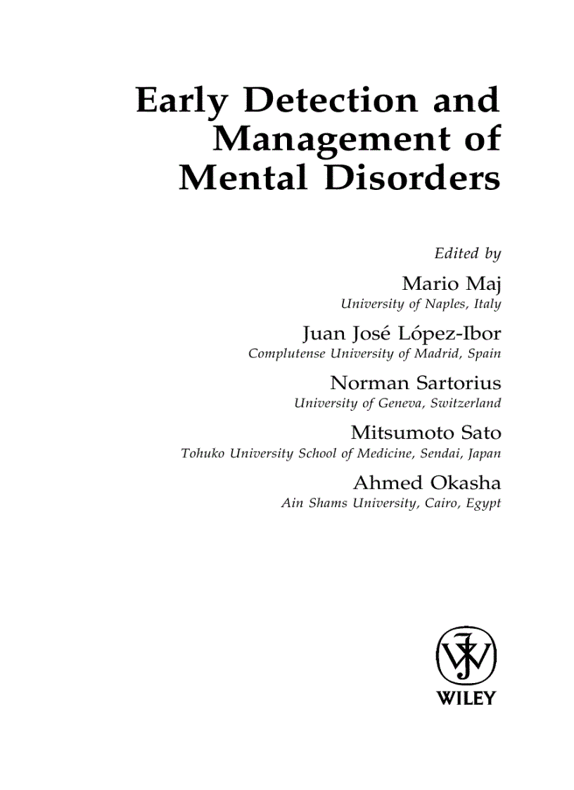 image for page Early Detection and Management of Mental Disorders