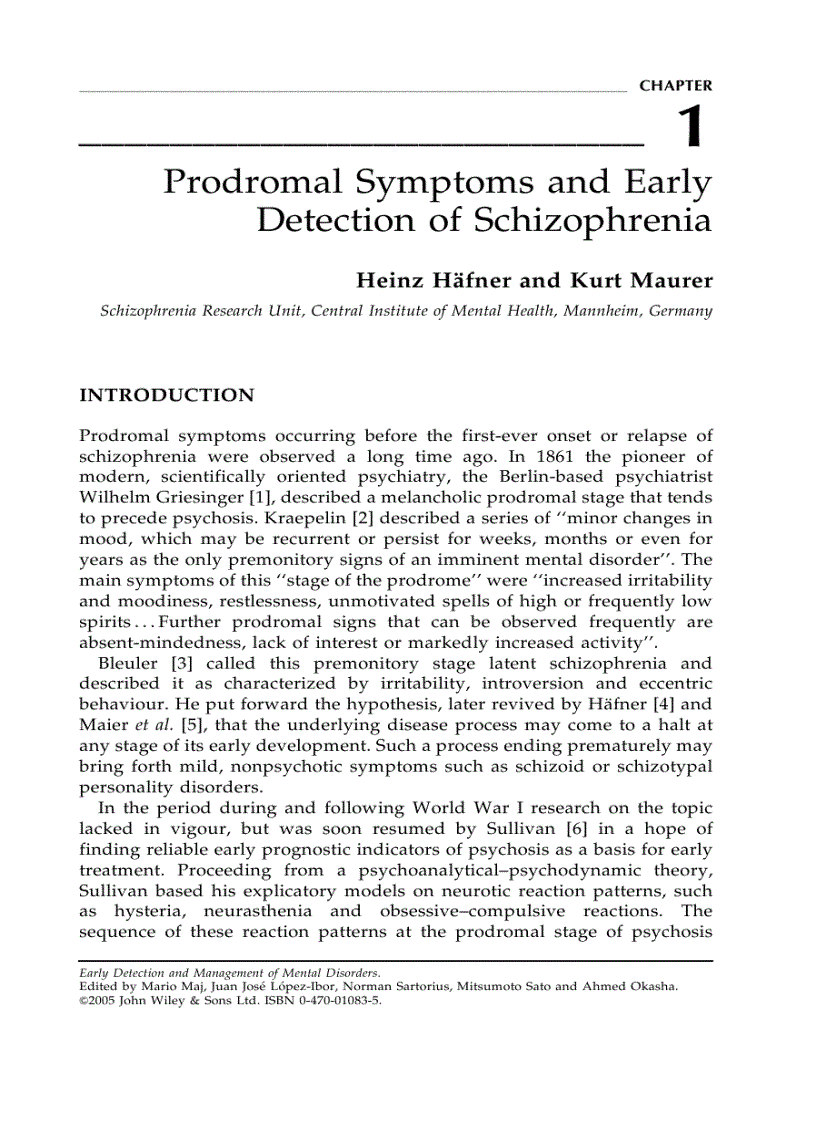 image for page Early Detection and Management of Mental Disorders
