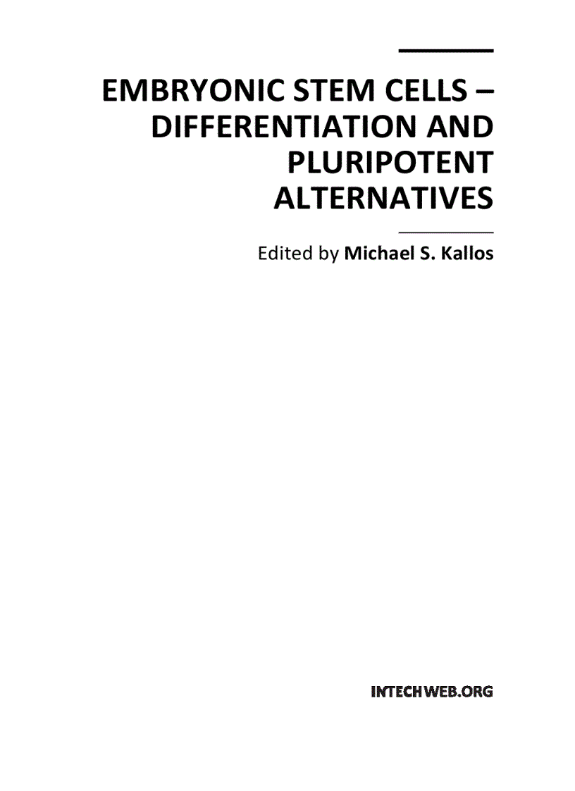 image for page Embryonic Stem Cells Differentiation and Pluripotent Alternatives