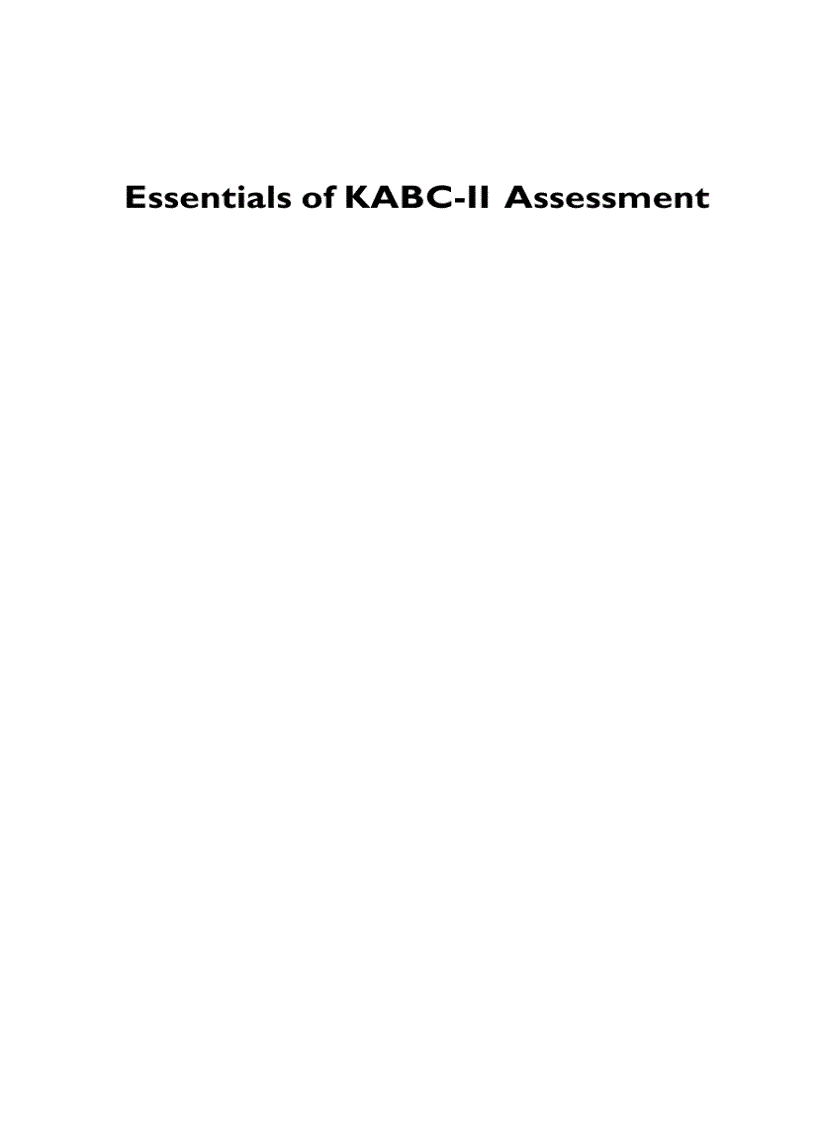 Essentials of KABC II Assessment