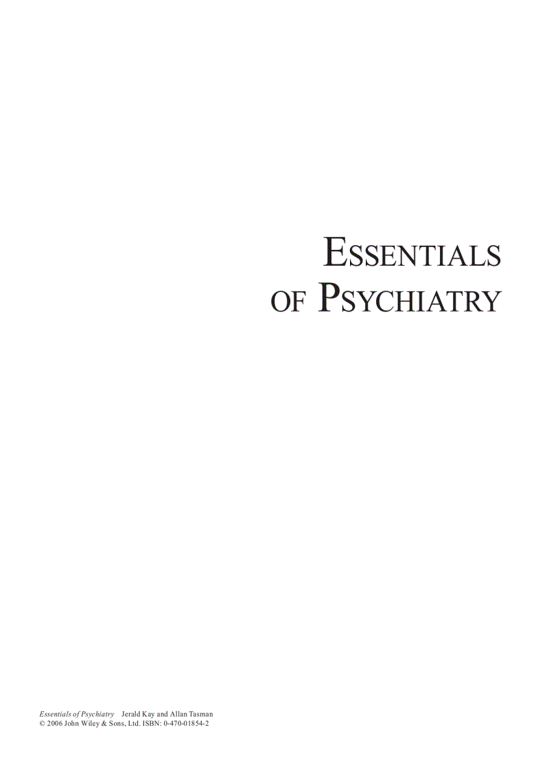 image for page Essentials of Psychiatry 1st Edition