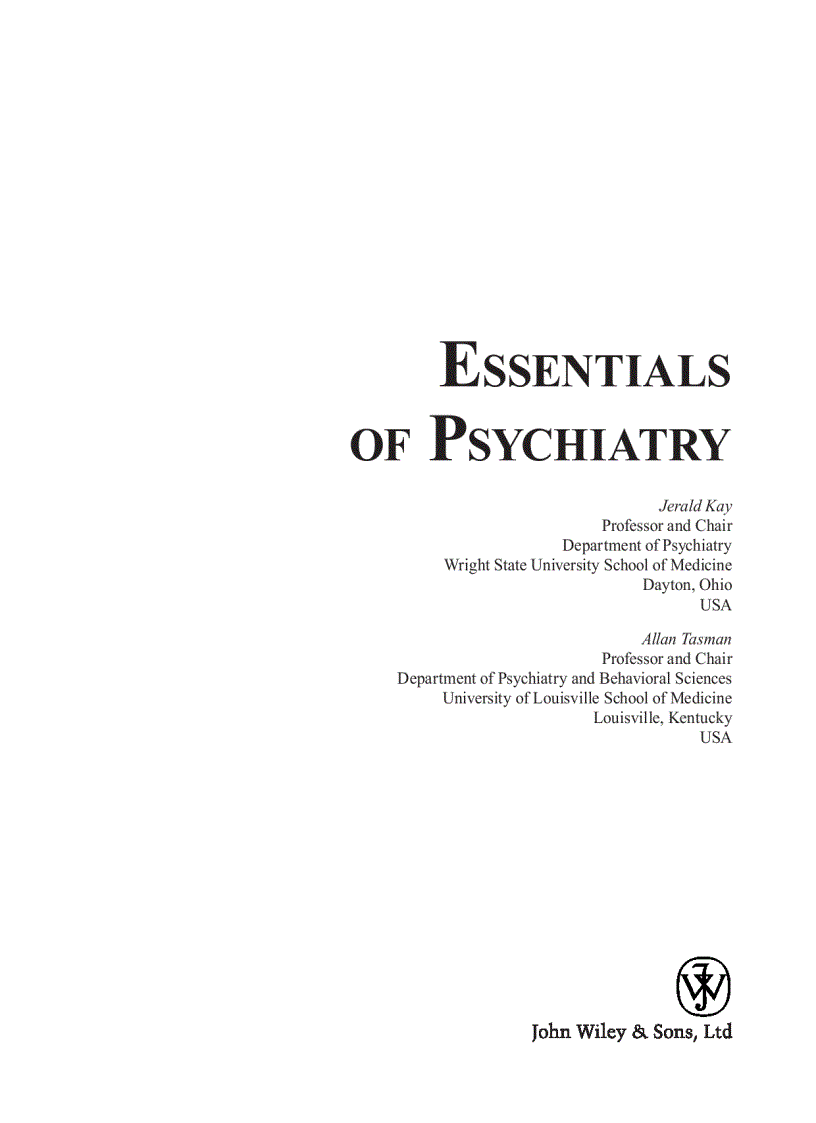 image for page Essentials of Psychiatry 1st Edition