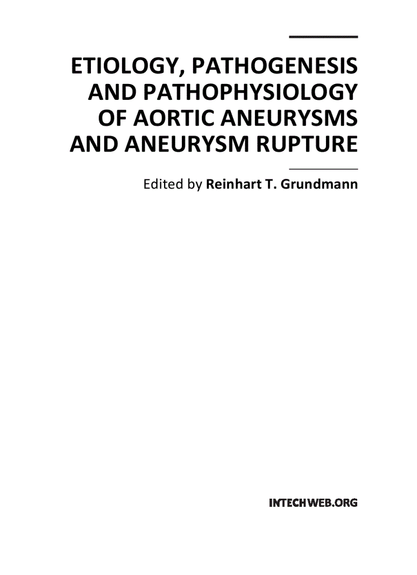 image for page Etiology Pathogenesis and Pathophysiology of Aortic Aneurysms and Aneurysm Rupture