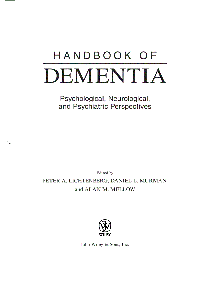 Handbook of Dementia 1st Edition