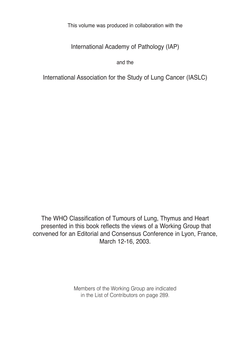 image for page Pathology Genetics Tumours of the Lung