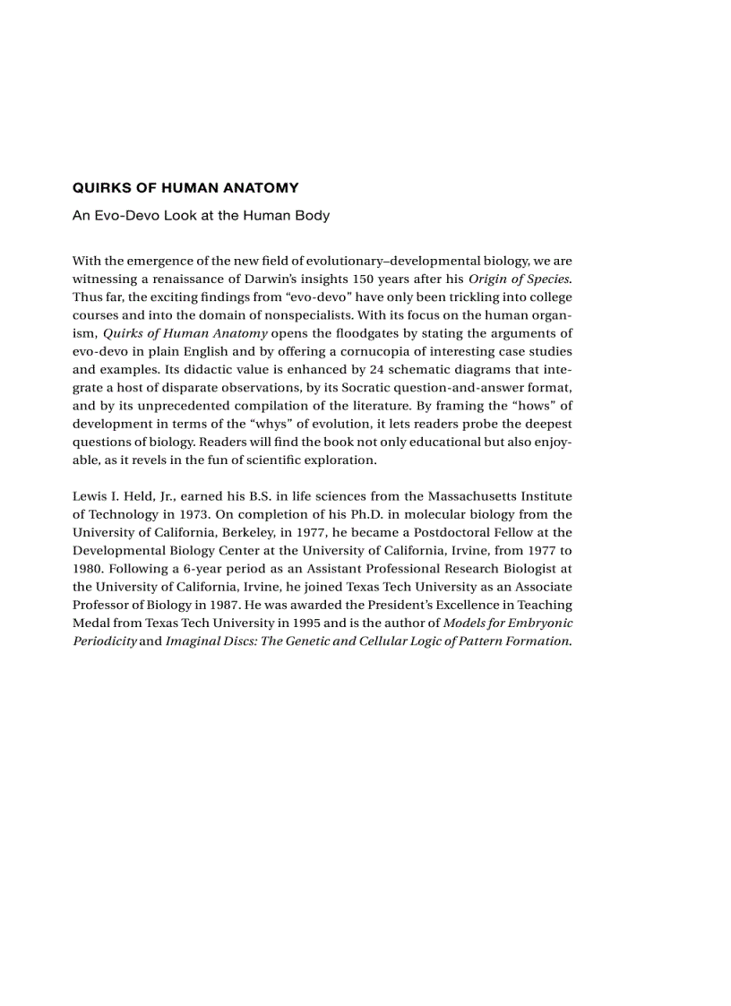 image for page Quirks of Human Anatomy An Evo Devo Look at the Human Body