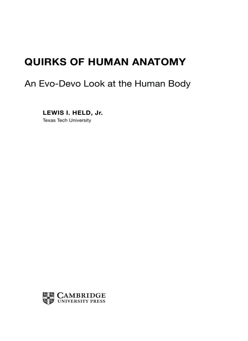 image for page Quirks of Human Anatomy An Evo Devo Look at the Human Body