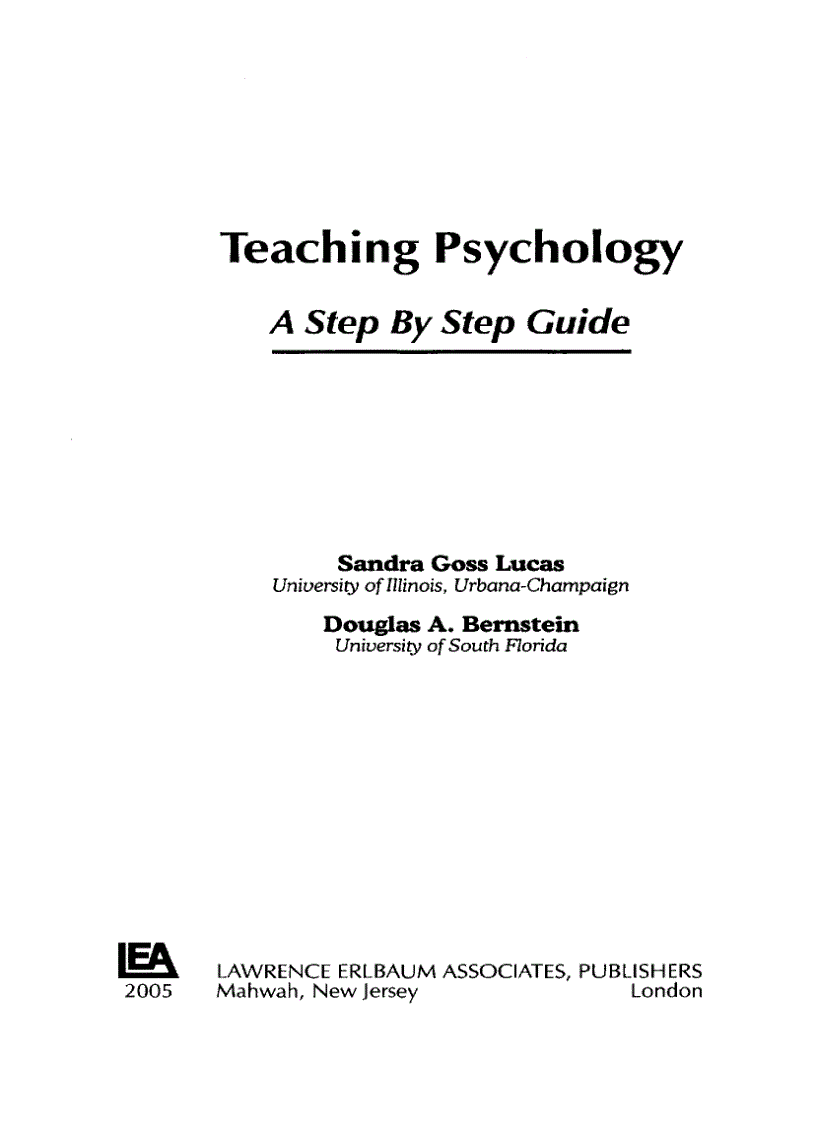 Teaching Psychology A Step by Step Guide
