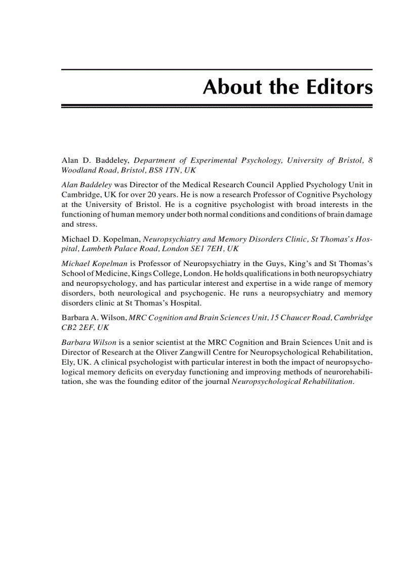 image for page The Handbook of Memory Disorders 2nd Edition