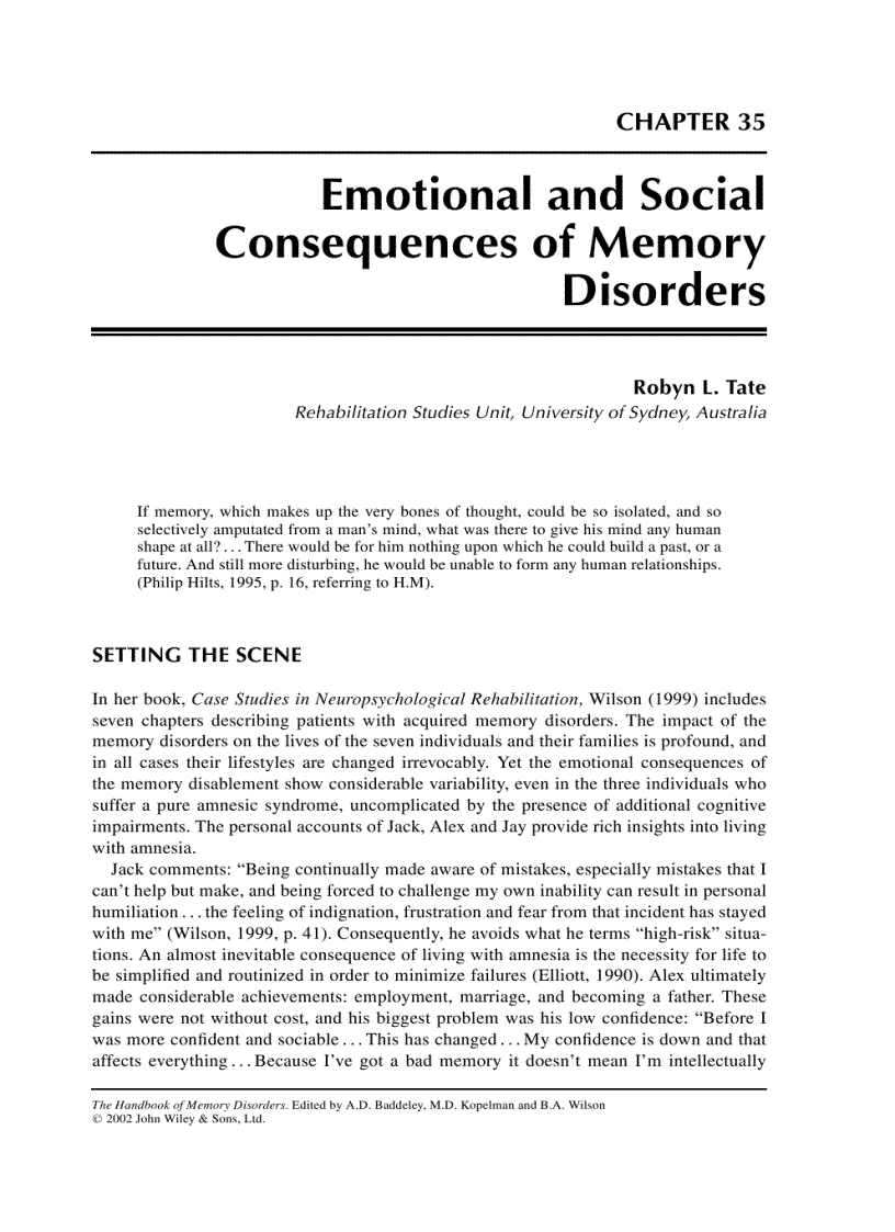 image for page The Handbook of Memory Disorders 2nd Edition