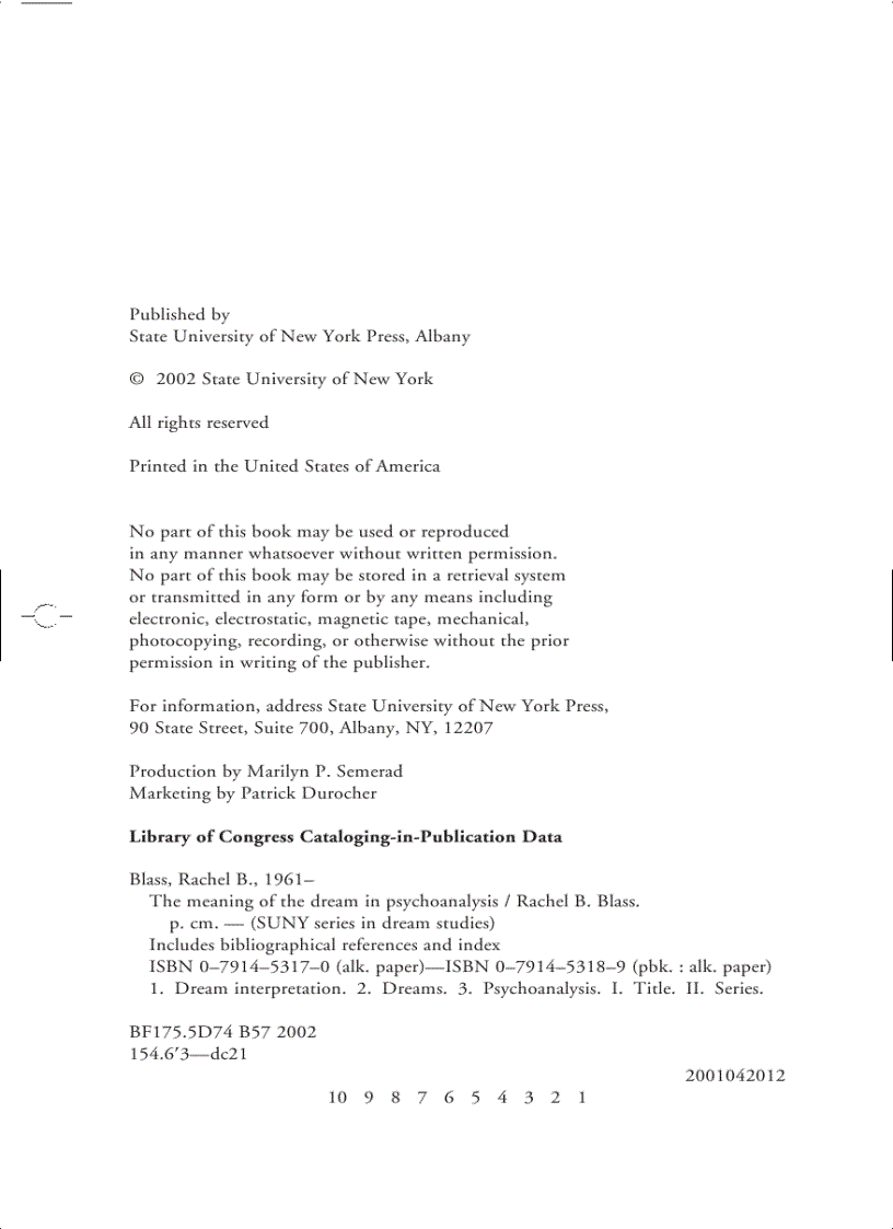 image for page The Meaning of the Dream in Psychoanalysis