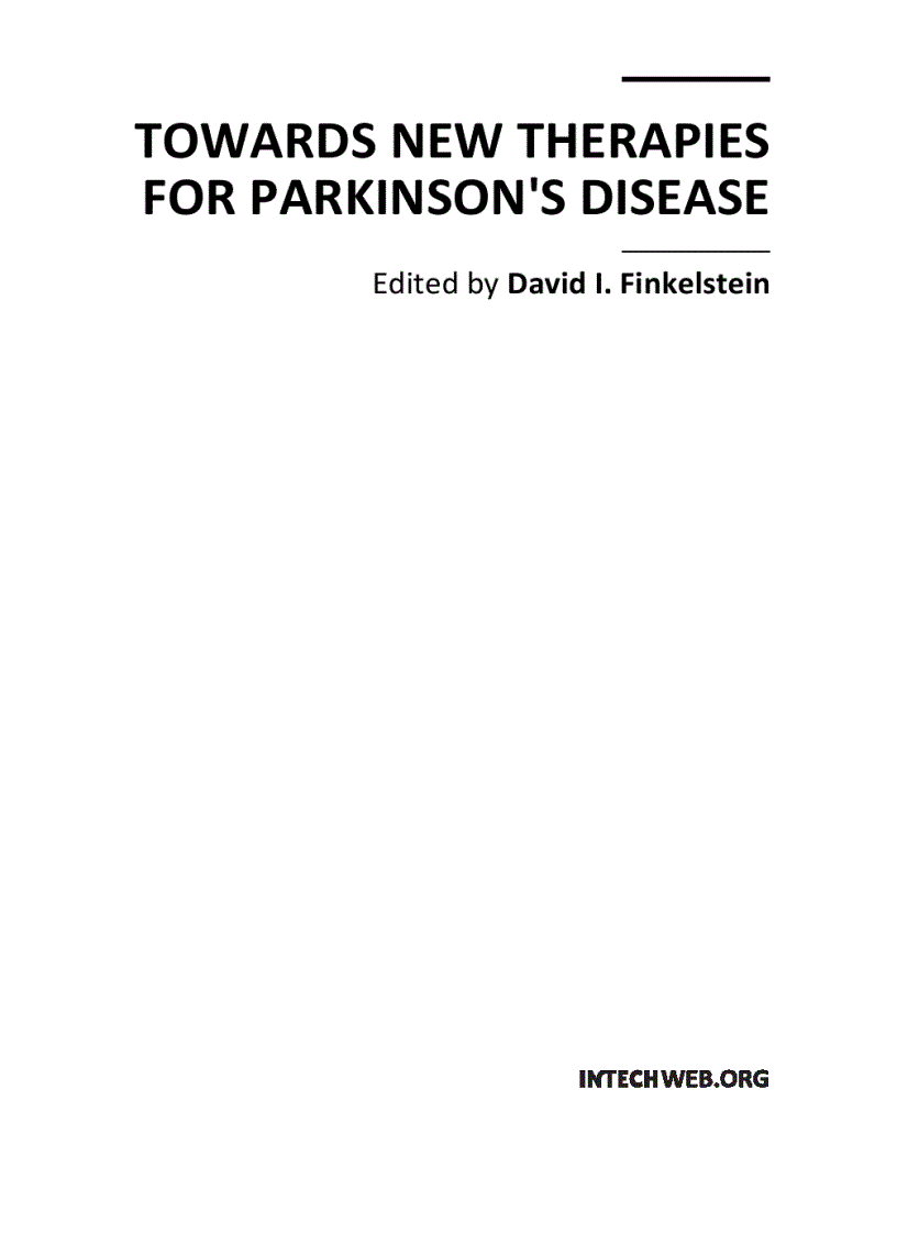 image for page Towards New Therapies for Parkinson s Disease