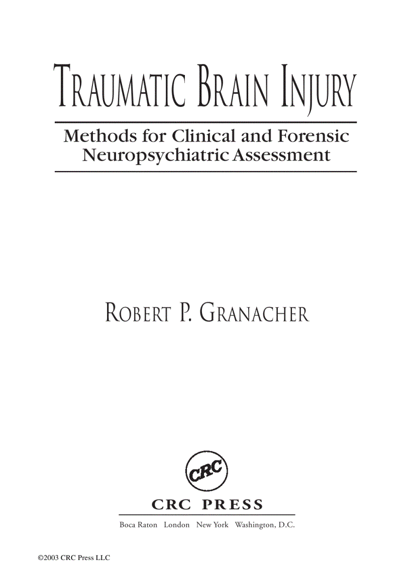 Traumatic Brain Injury 1st Edition