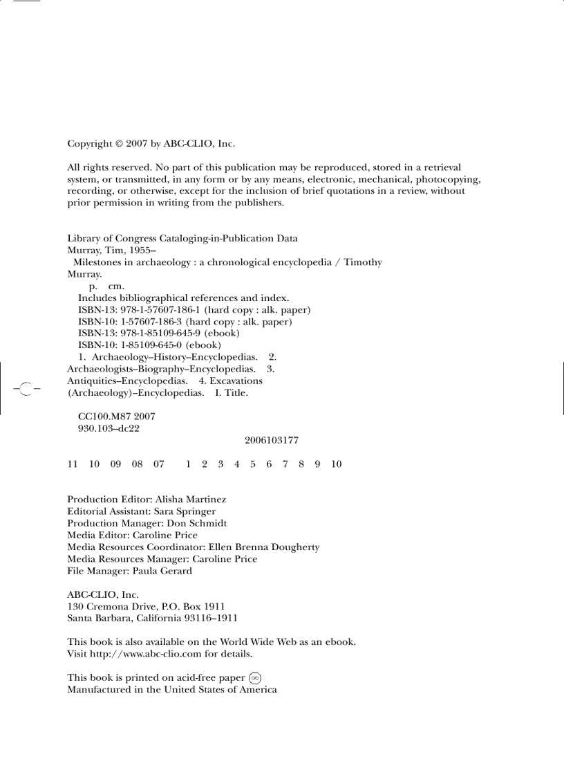 image for page Milestones in Archaeology A Chronological Encyclopedia