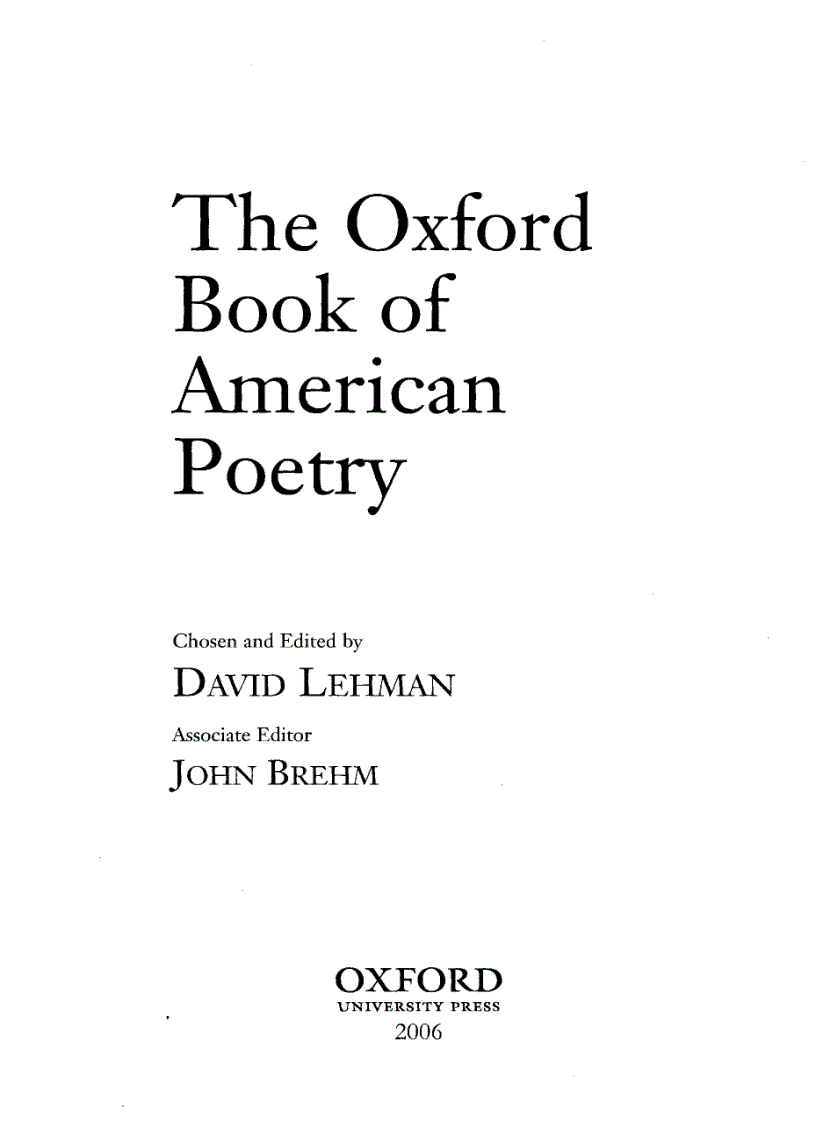 image for page The Oxford Book of American Poetry
