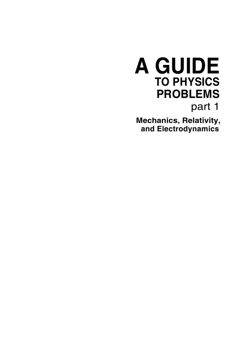 A Guide to Physics Problems