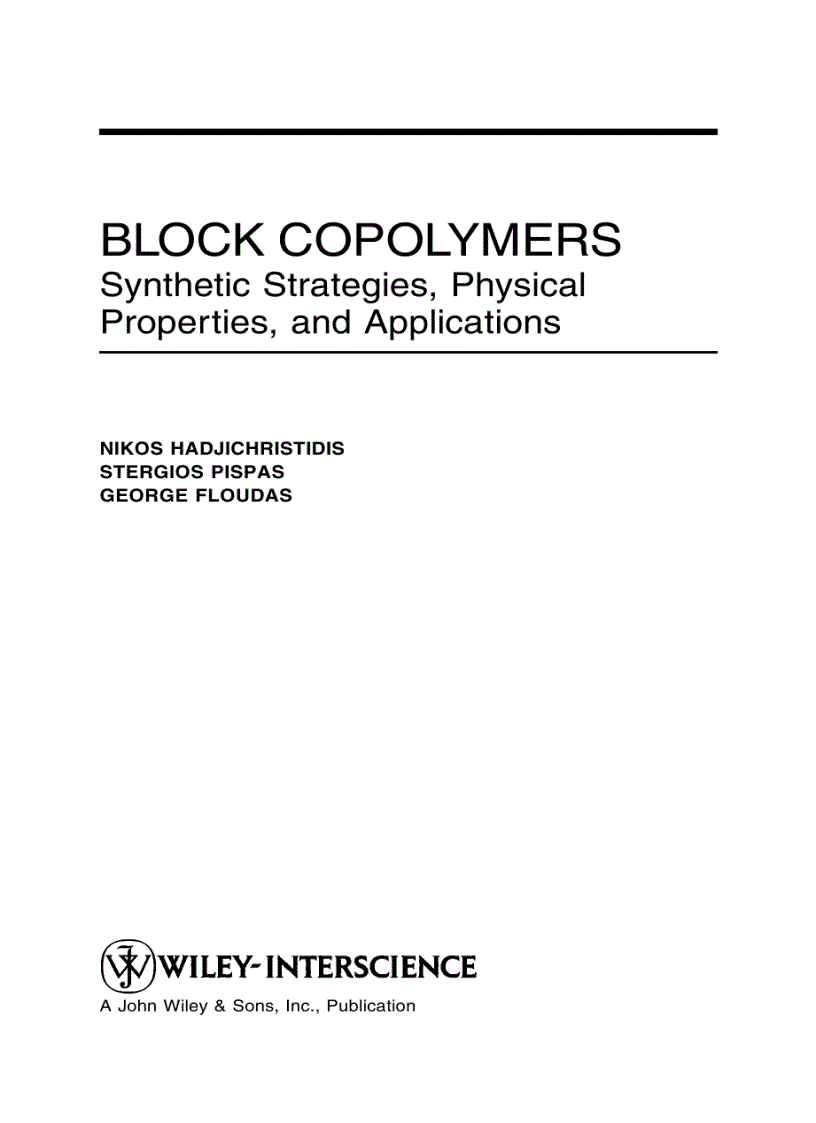 Block Copolymers Synthetic Strategies