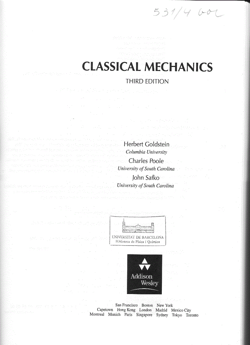 Classical Mechanics 3rd Edition