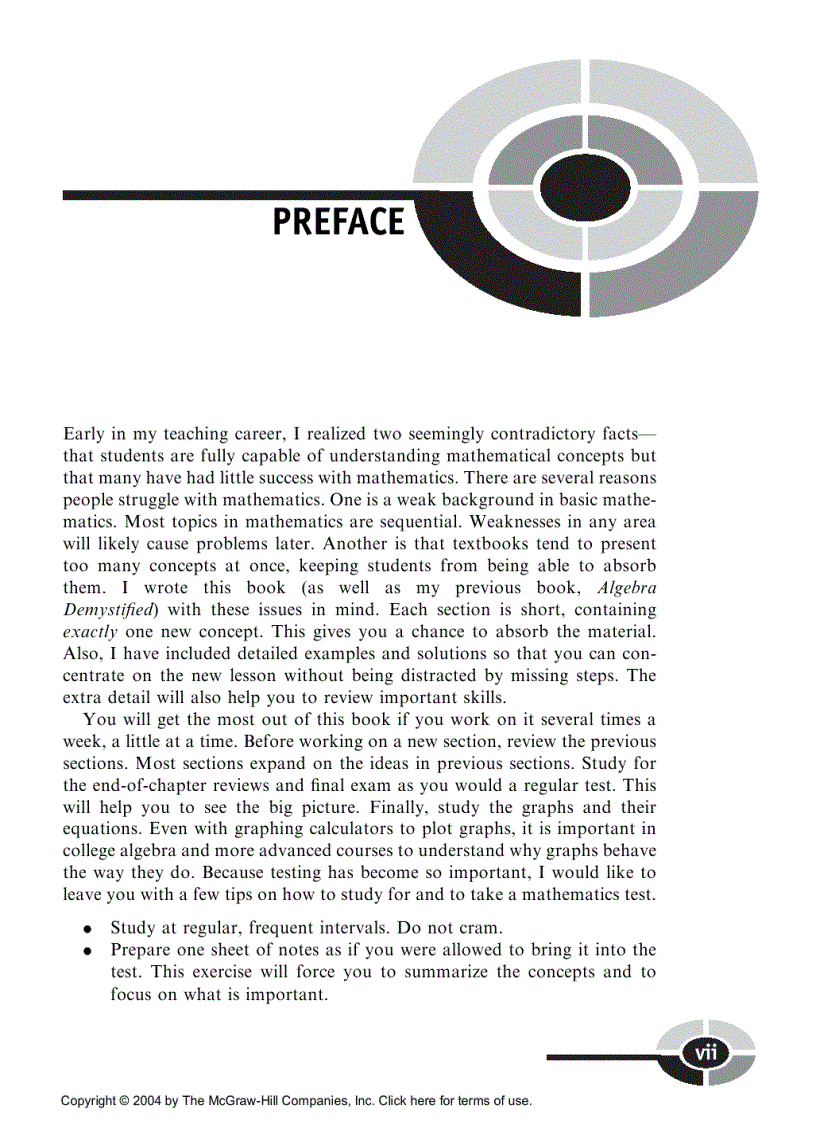 image for page College Algebra Demystified 1st Edition