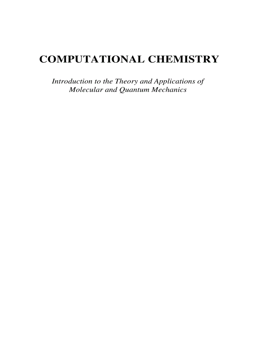 image for page Computational Chemistry 1st Edition 1