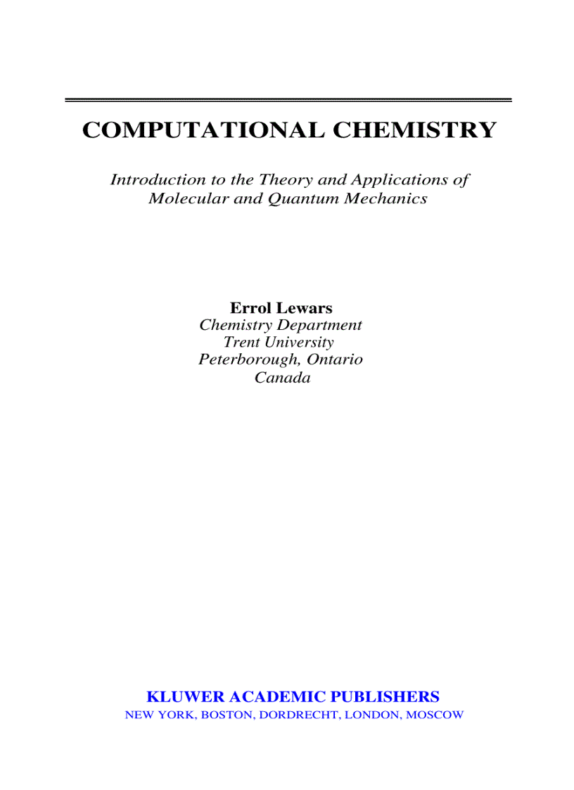 image for page Computational Chemistry 1st Edition 1