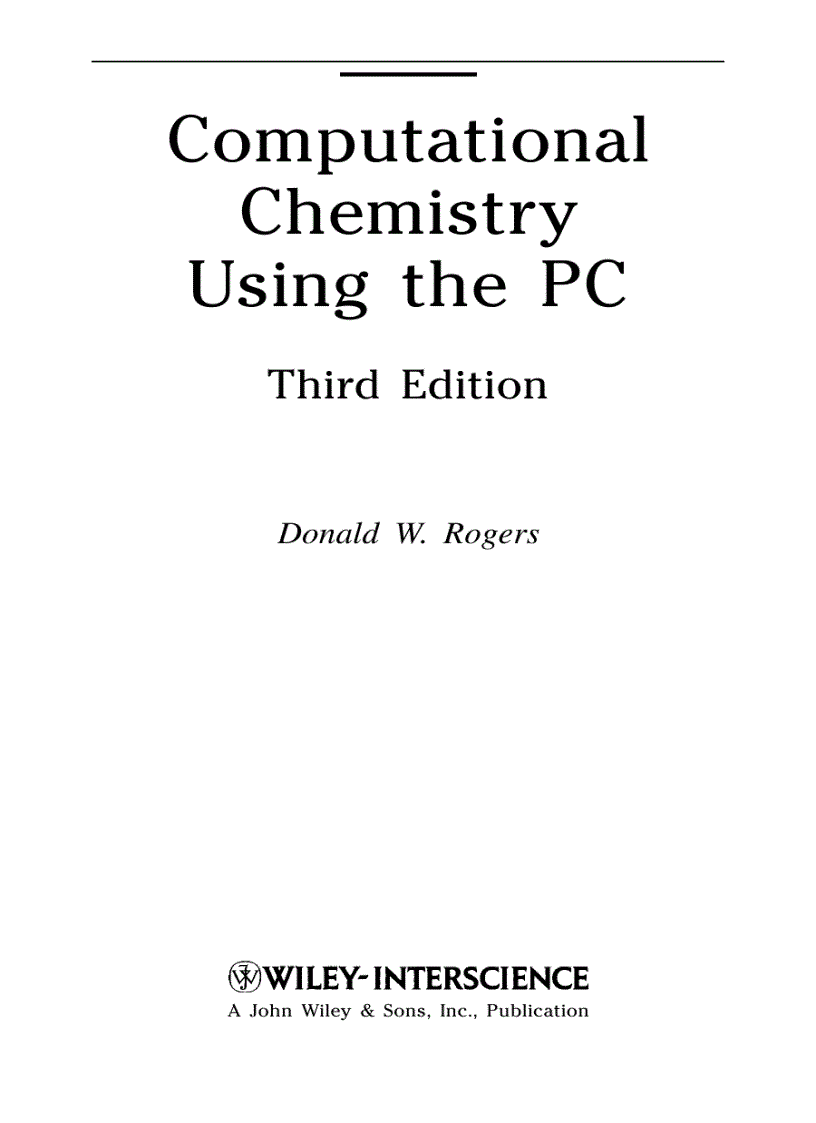 image for page Computational Chemistry Using The PC 3rd Edition