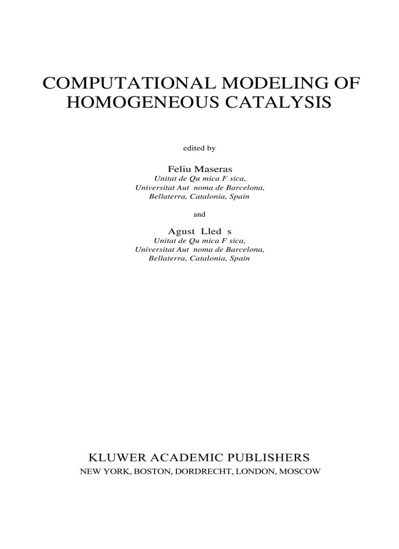 image for page Computational Modeling of Homogeneous Catalysis