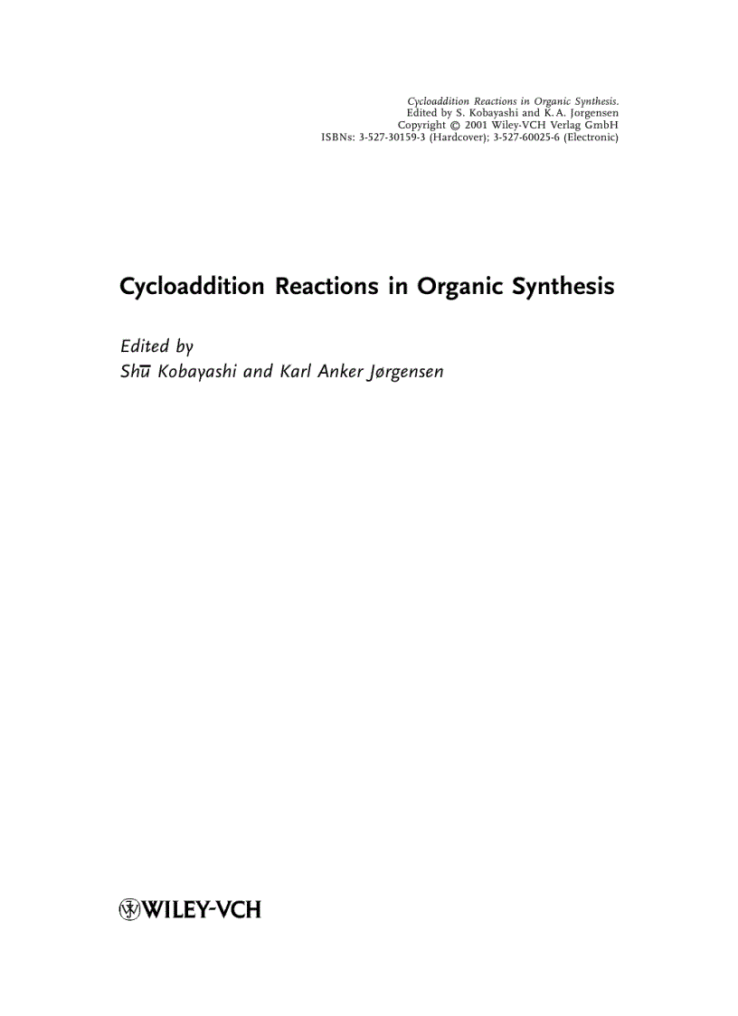image for page Cycloaddition Reactions in Organic Synthesis