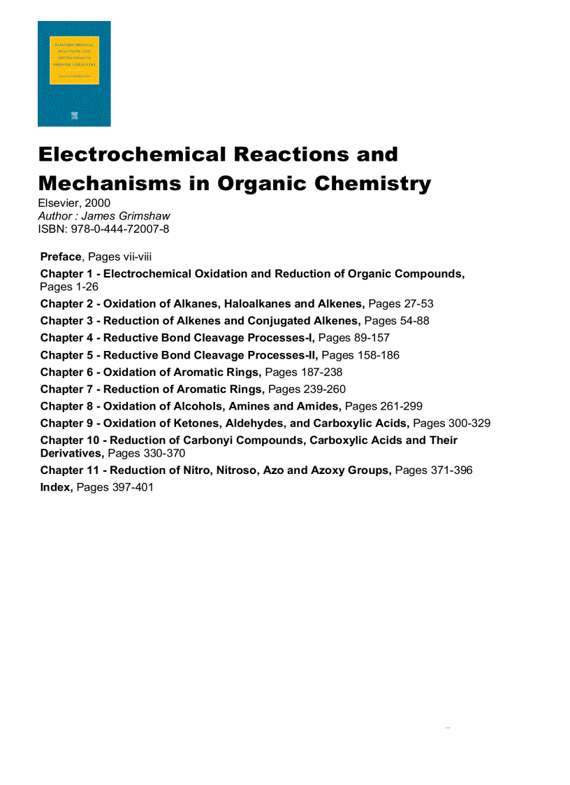 image for page Electrochemical Reactions and Mechanisms in Organic Chemistry