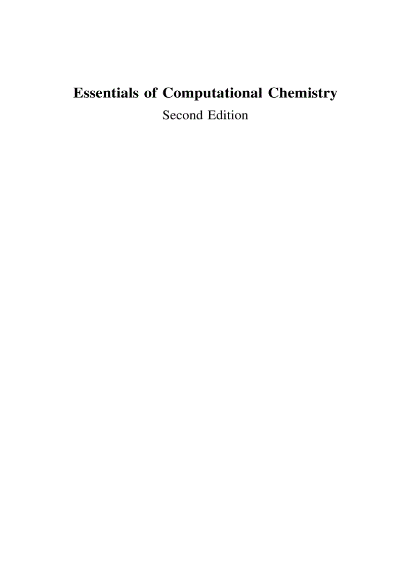 Essentials of Computational Chemistry Theories and Models 2nd Edition