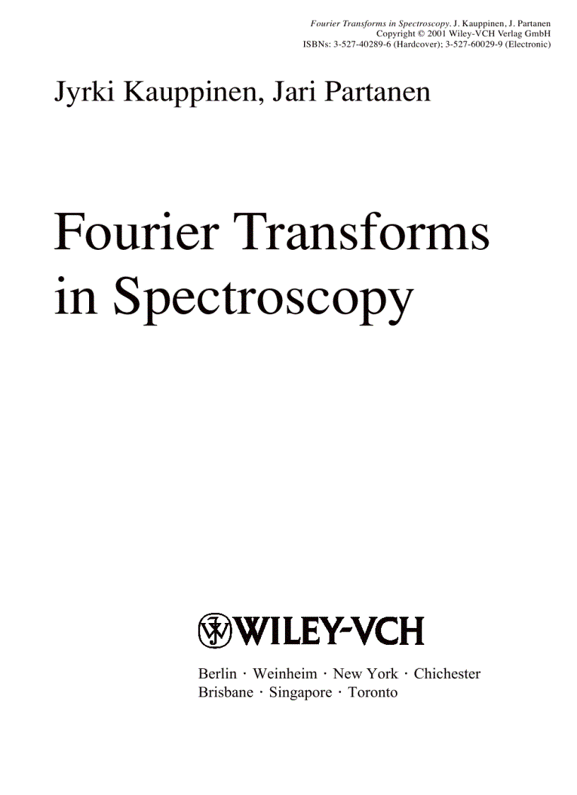 image for page Fourier Transforms in Spectroscopy