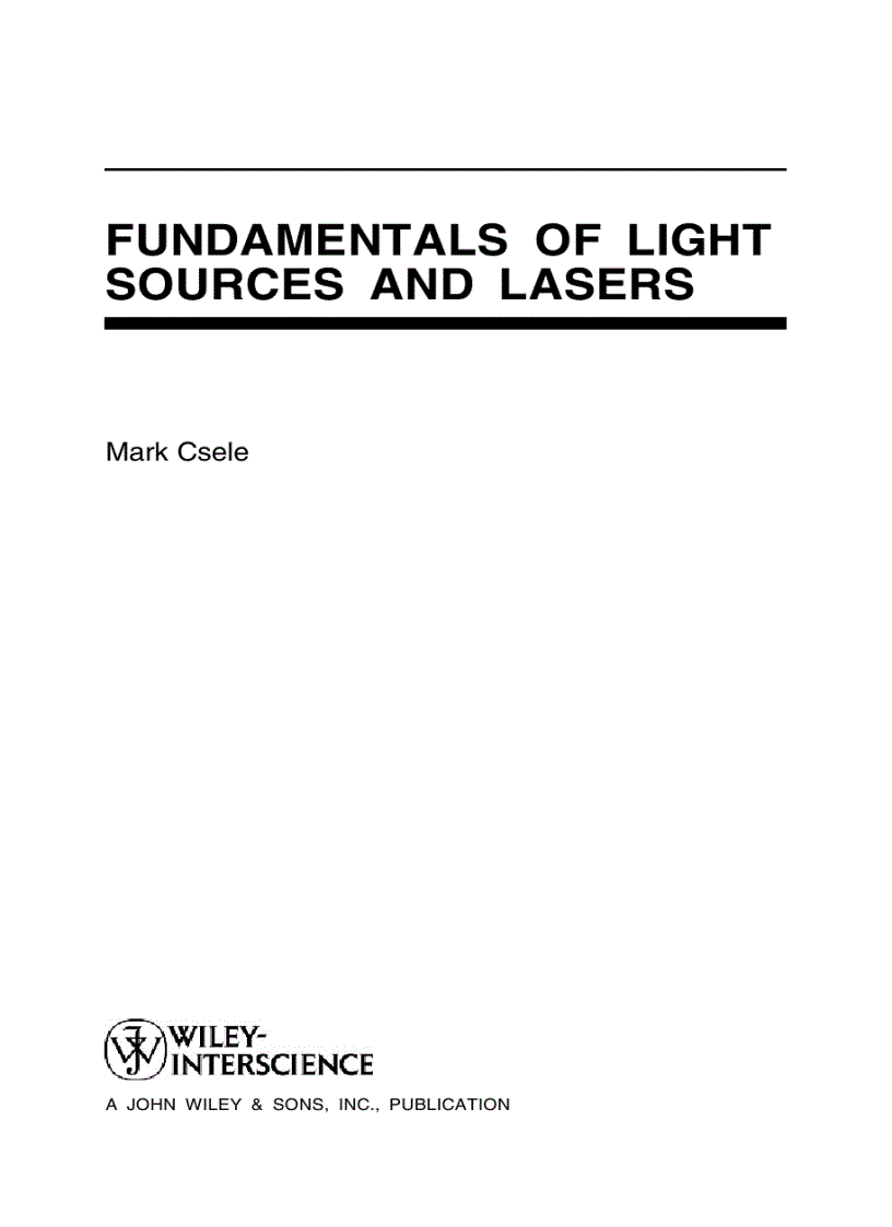 image for page Fundamentals of Light Sources and Lasers