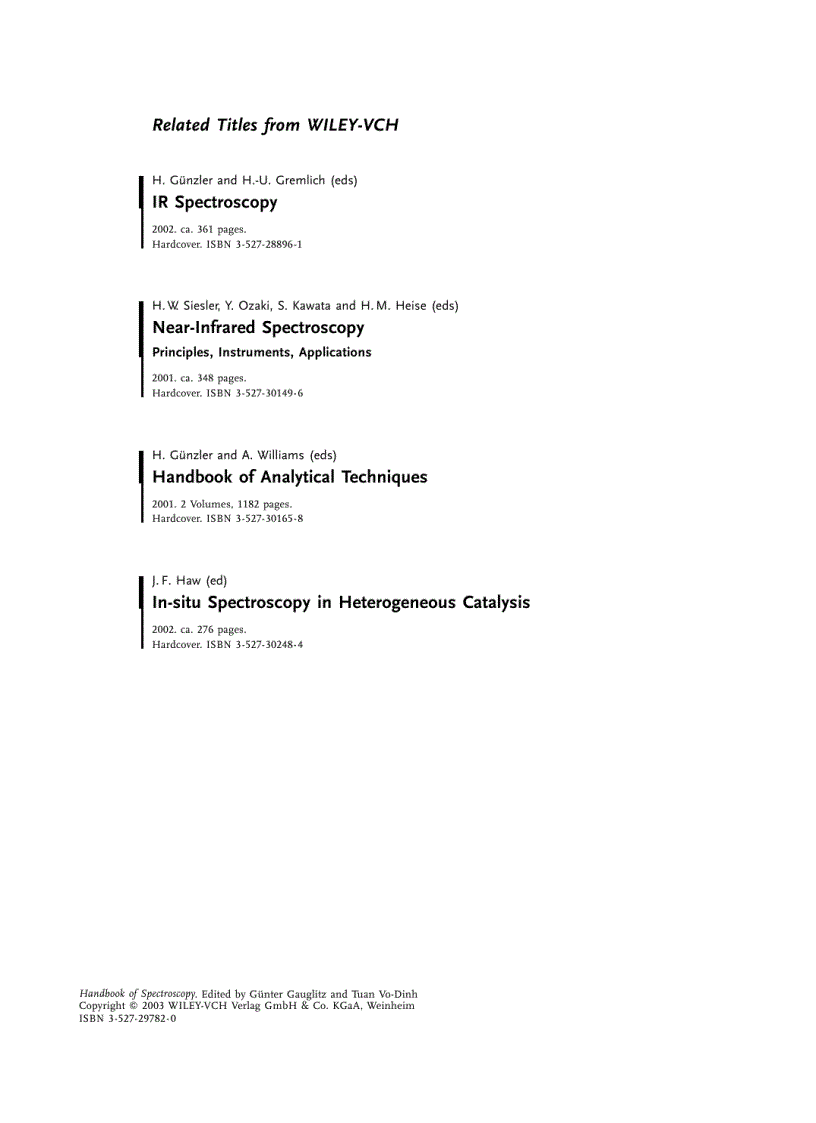 image for page Handbook of Spectroscopy Volume I