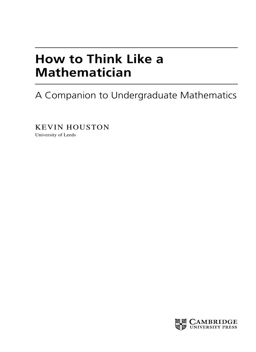 How to think like a mathematician