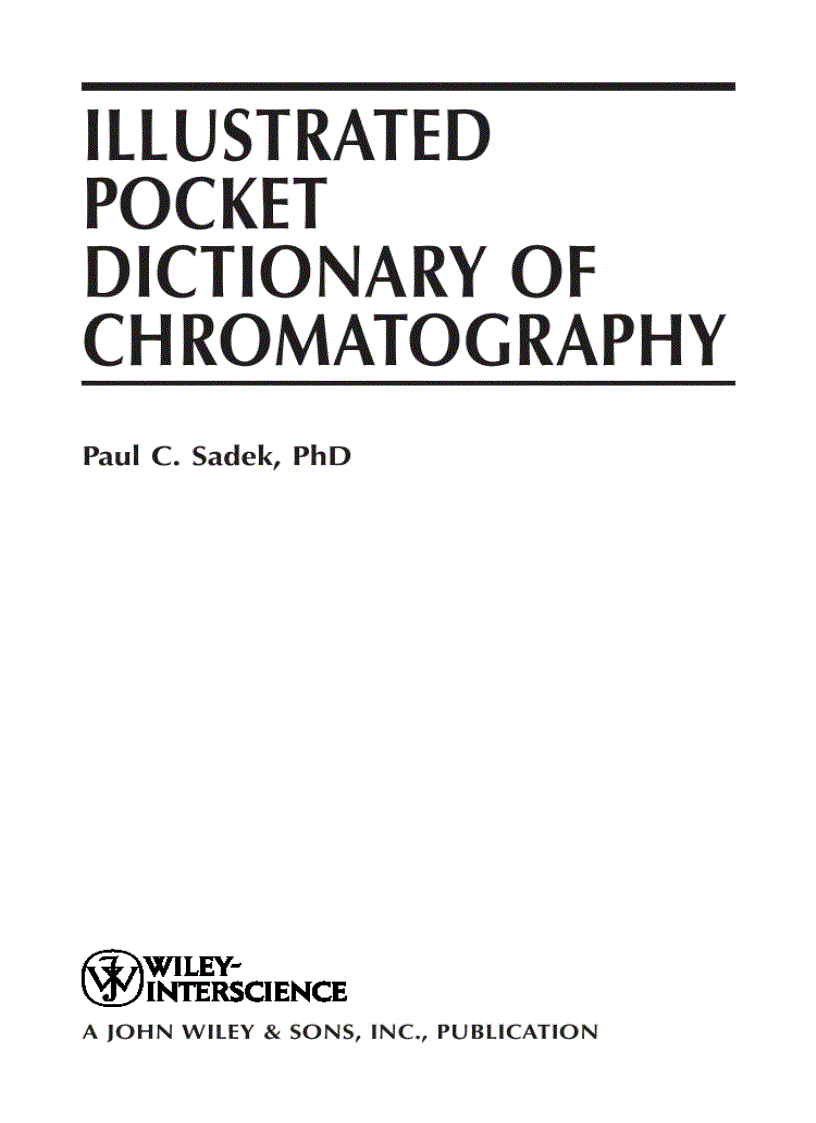 Illustrated Pocket Dictionary of Chromatography