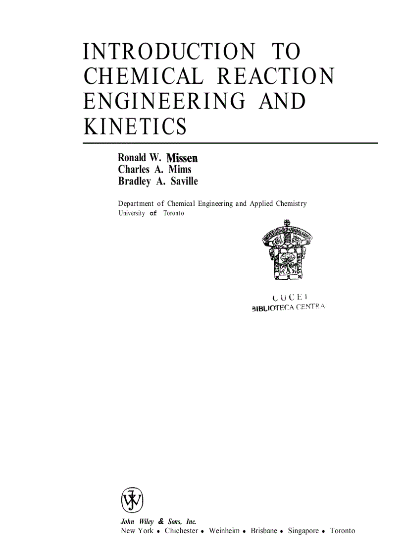 image for page Introduction to Chemical Reaction Engineering and Kinetics