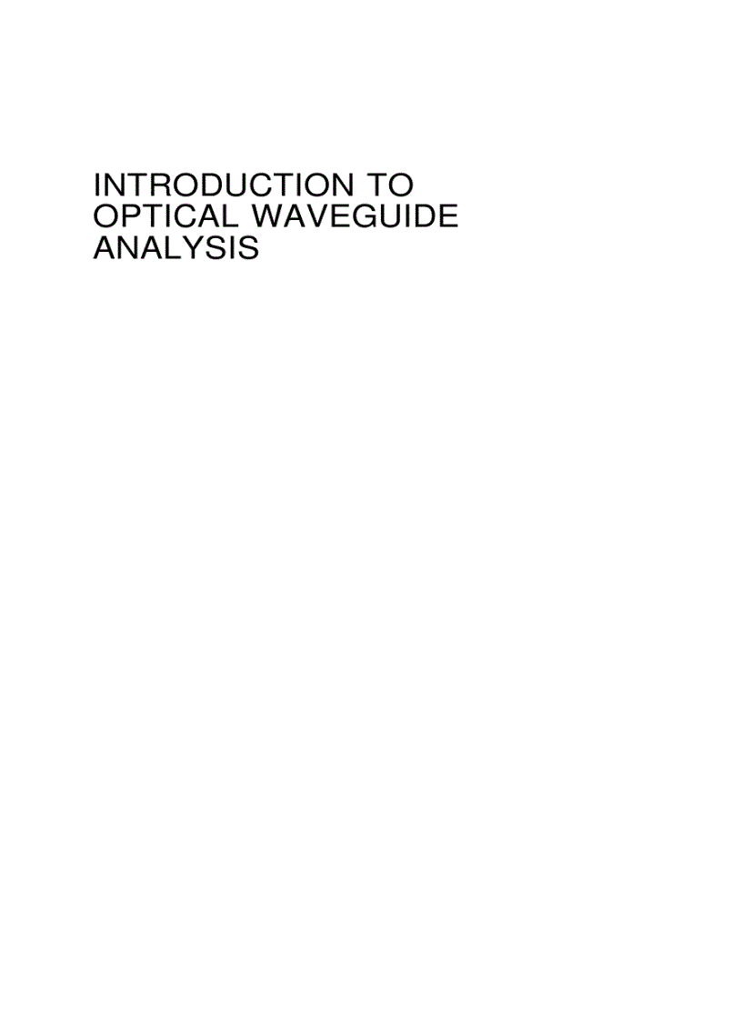 image for page Introduction to Optical Waveguide Analysis