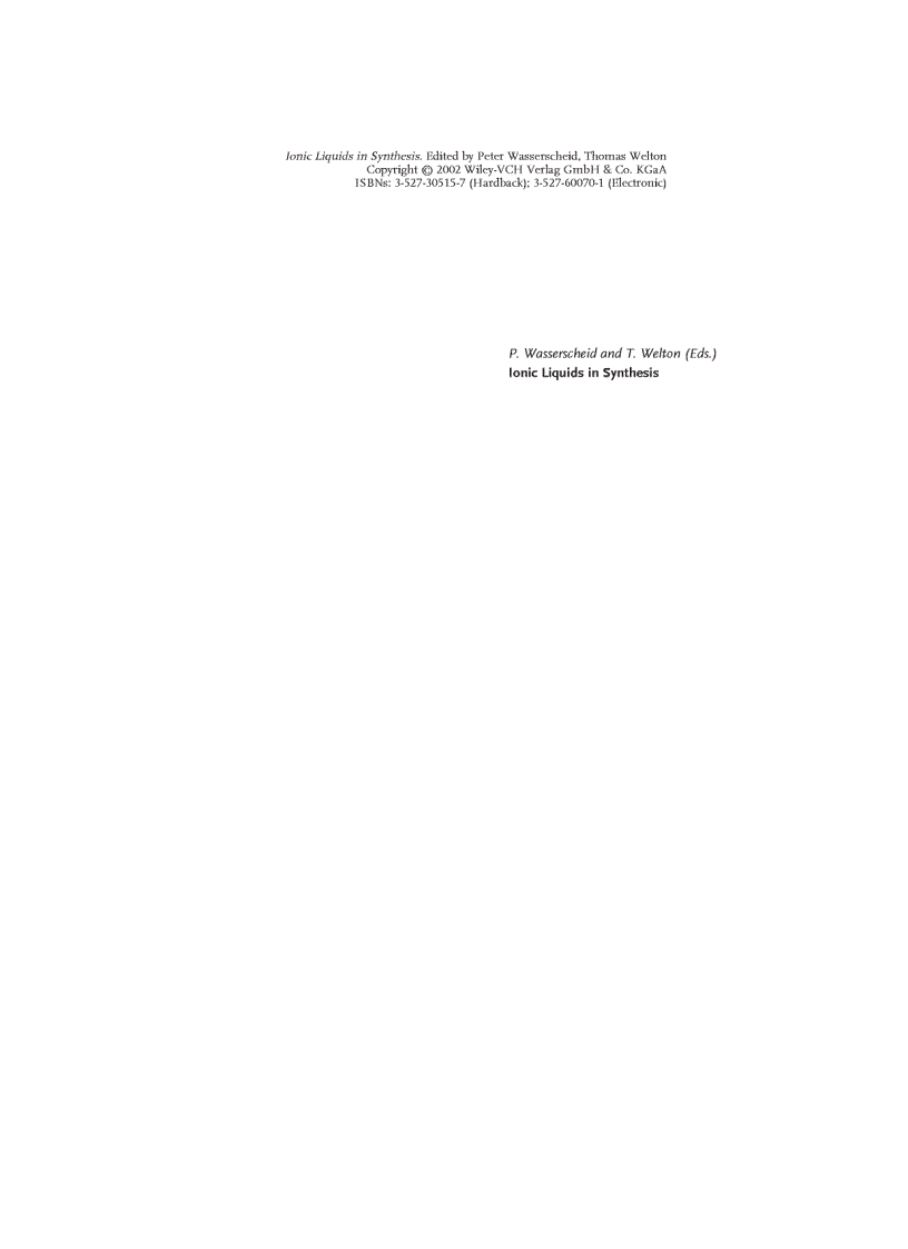 image for page Ionic Liquids in Synthesis
