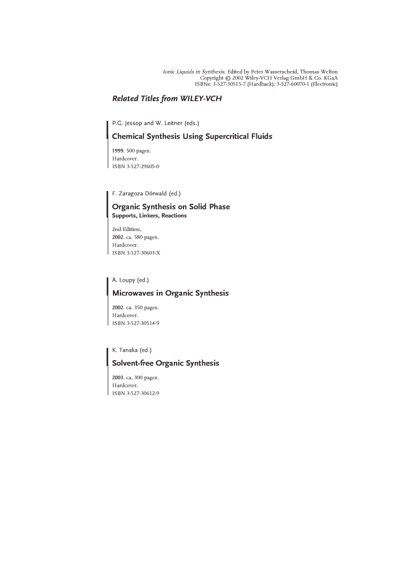 image for page Ionic Liquids in Synthesis