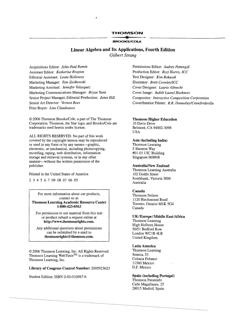 image for page Linear Algebra and Its Applications 4th Edition