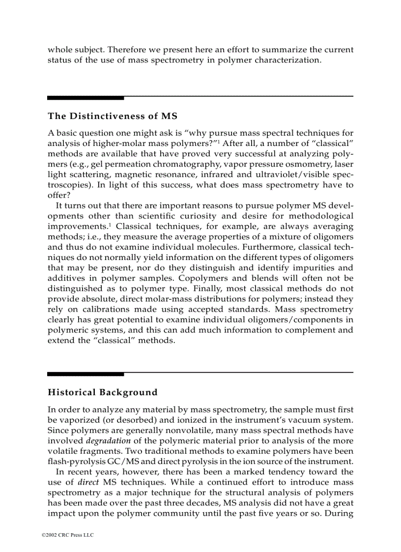 image for page Mass Spectrometry of Polymers 1st Edition