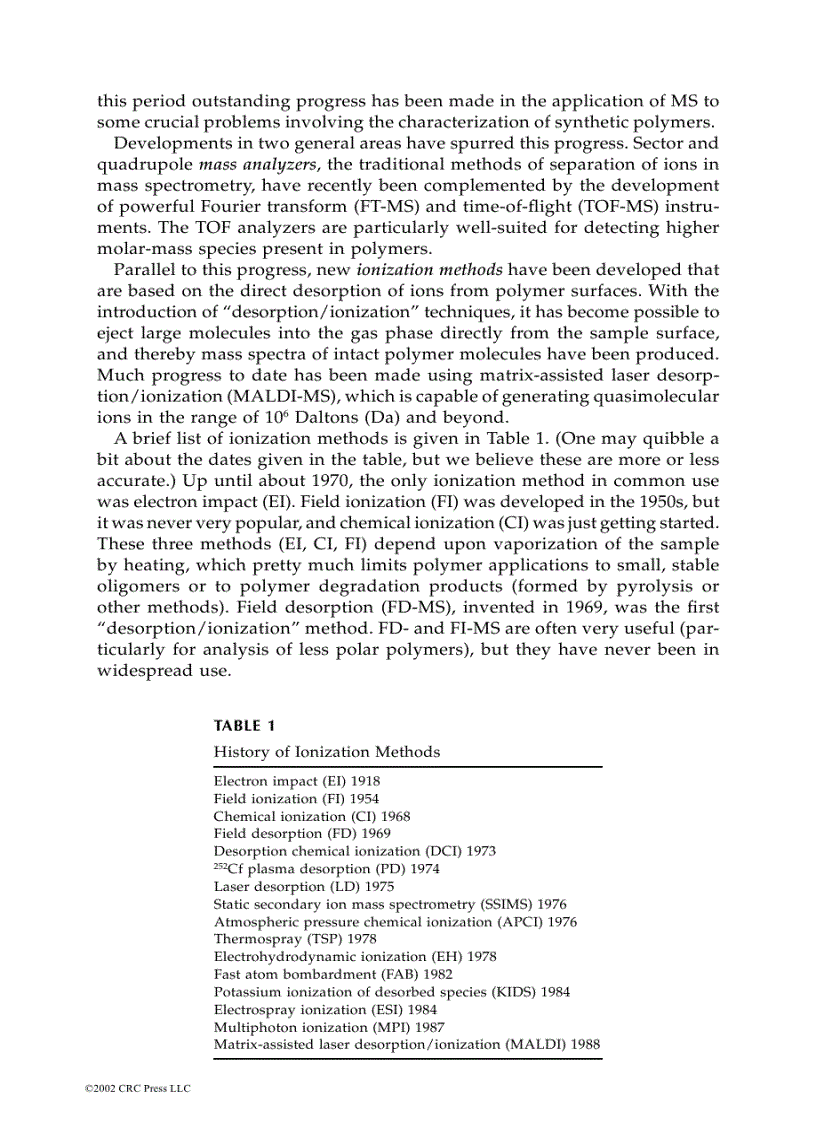 image for page Mass Spectrometry of Polymers 1st Edition