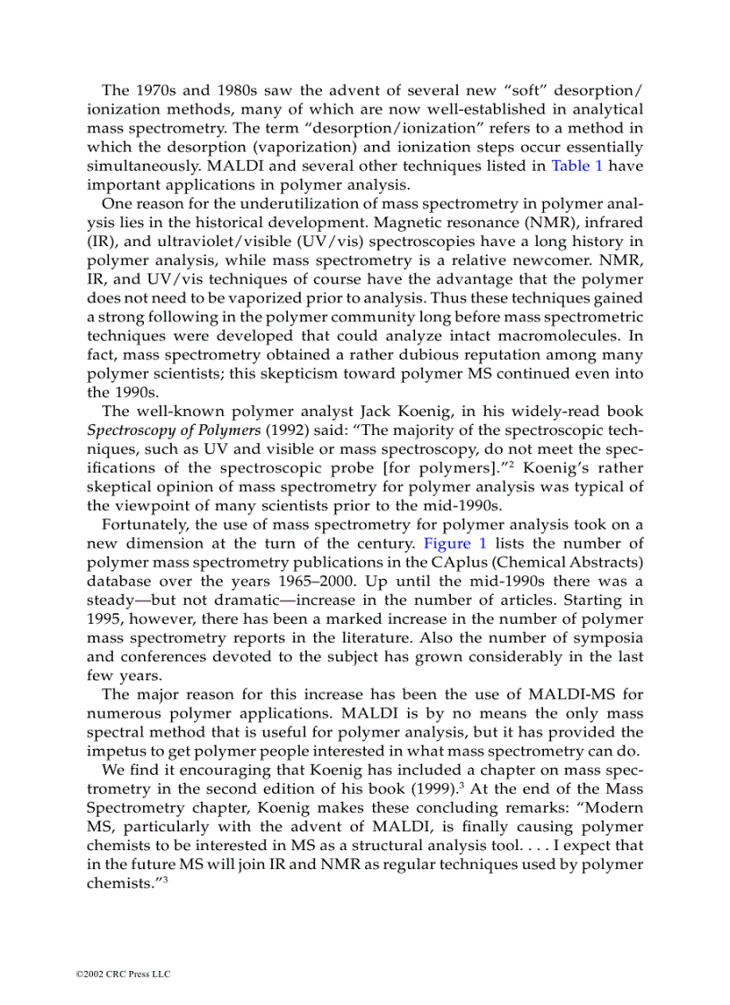 image for page Mass Spectrometry of Polymers 1st Edition