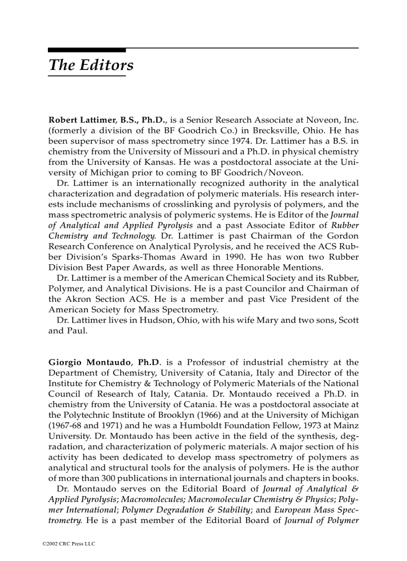 image for page Mass Spectrometry of Polymers 1st Edition