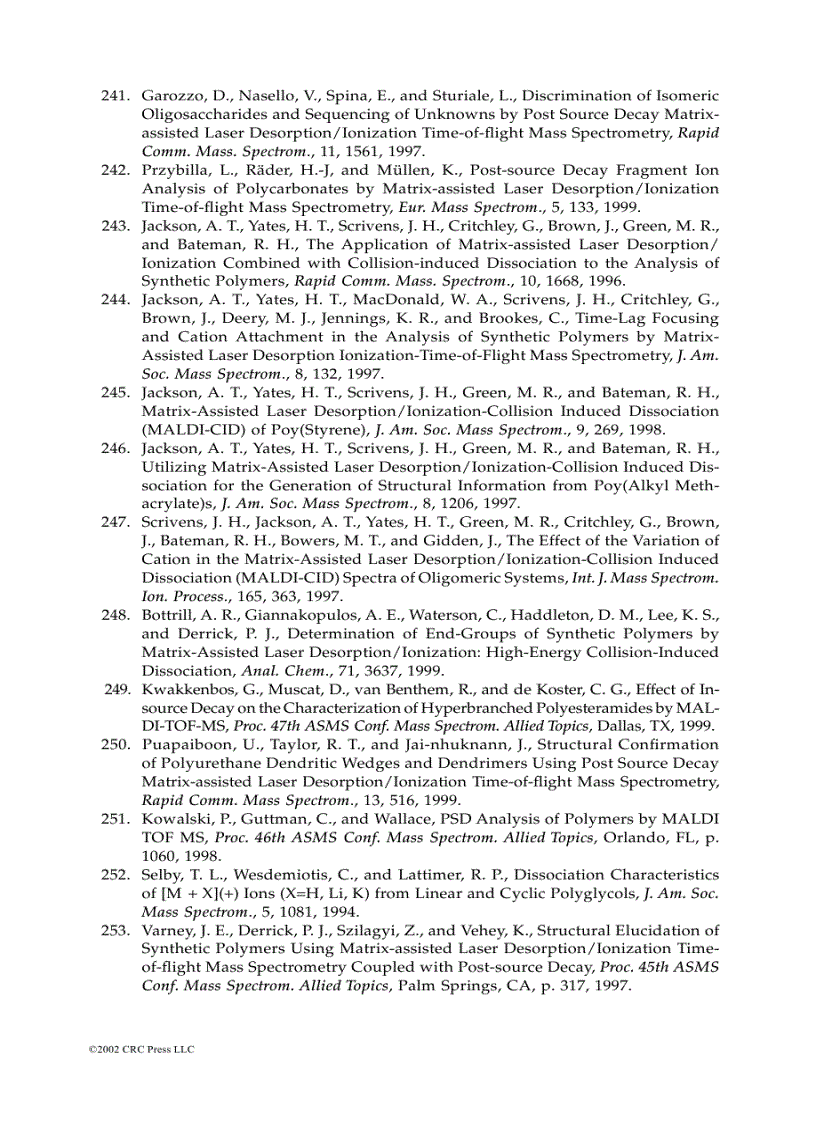 image for page Mass Spectrometry of Polymers 1st Edition
