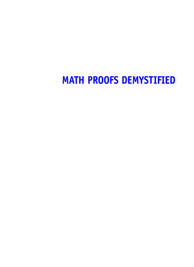 Math Proofs Demystified 1st Edition