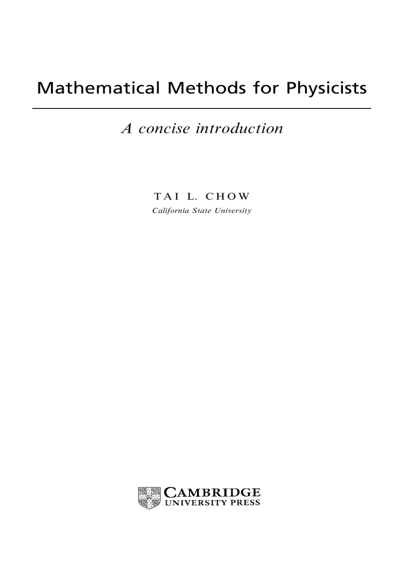 image for page Mathematical Methods for Physicists A Concise Introduction