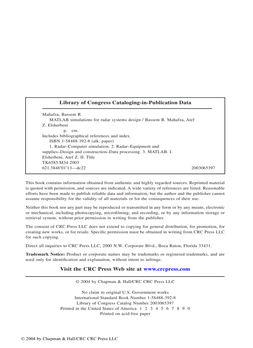image for page MATLAB Simulations for Radar Systems Design